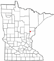 Location of Denham, Minnesota