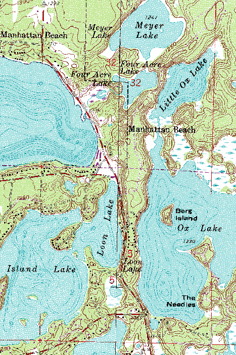 Topographic Map of Manhattan Beach Minnesota