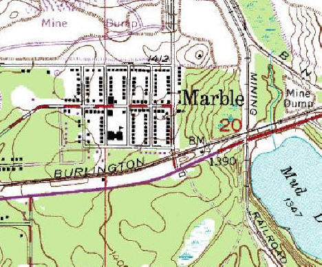 Topographic Map of the Marble minnesota area