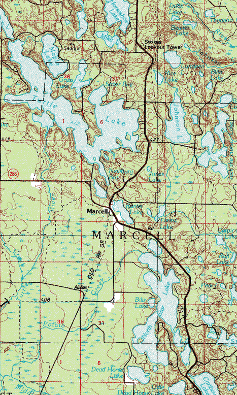 Topographic Map of the Marcell Minnesota area