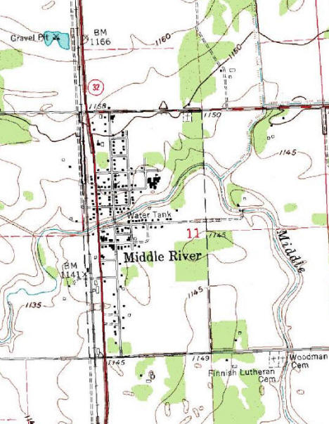 Topographic Map of Middle River Minnesota