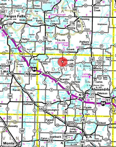 Minnesota State Highway Map of the Millerville Minnesota area