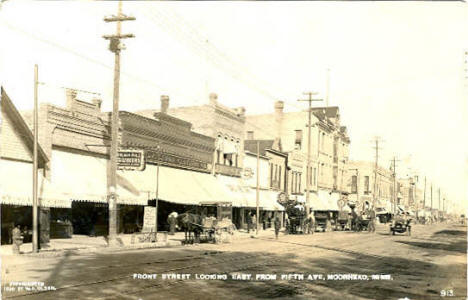 Front Street looking east from Fifth, Moorhead Minnesota, 1910