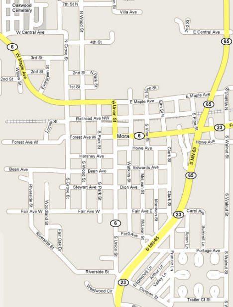 Map of Mora Minnesota