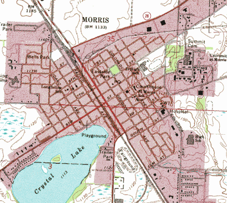 Topographic Map of the Morris Minnesota area