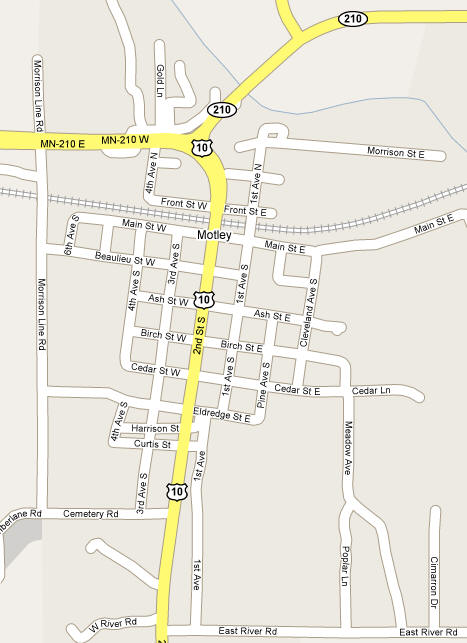 Street Map of Motley Minnesota