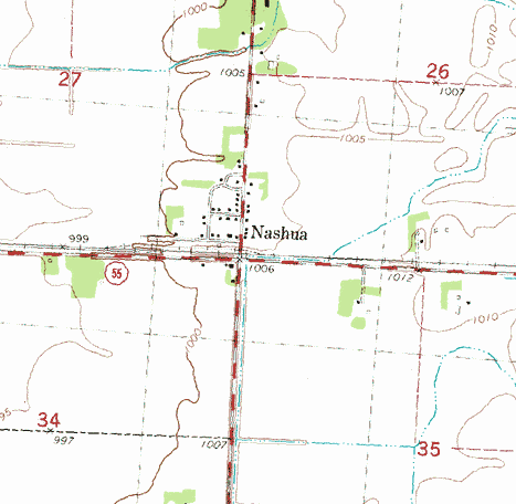 Topographic Map of the Nashua Minnesota area