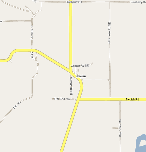 Street Map of the Nebish Minnesota Area