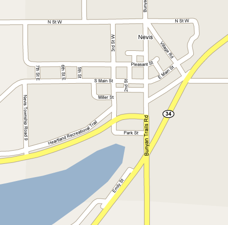 Map of Nevis Minnesota