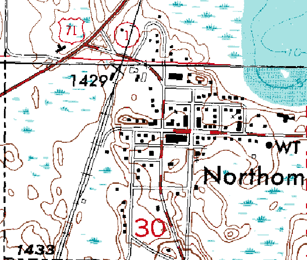 Topographic Map of Northome Minnesota
