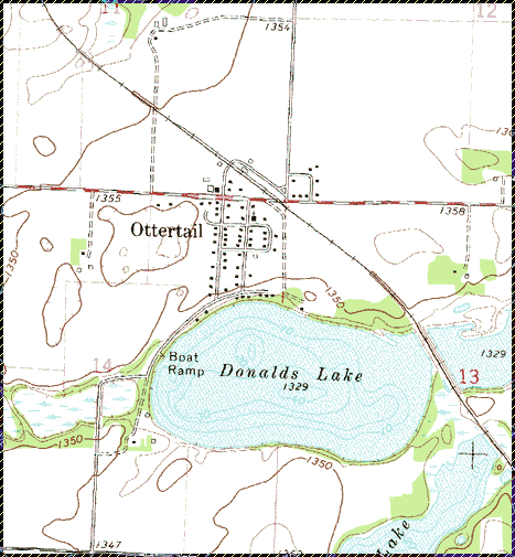 Topographic map of the Ottertail Minnesota