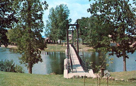 Foot bridge over the Pelican River, Pelican Rapids Minnesota, 1980