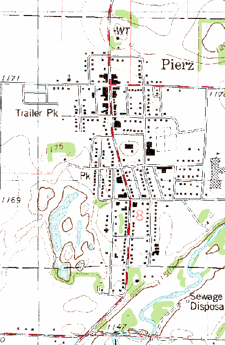 Topographic Map of Pierz Minnesota