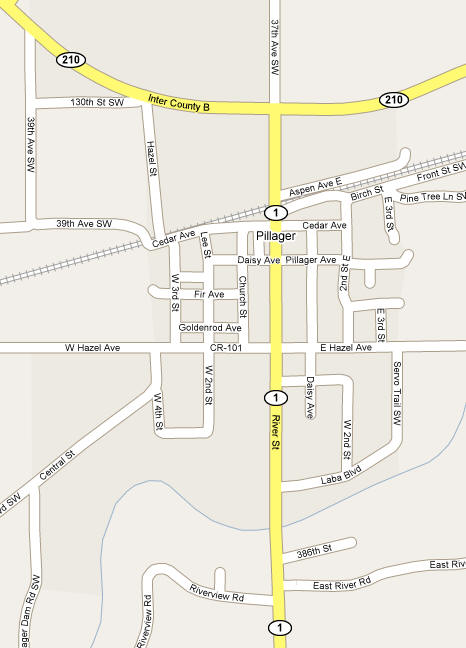 Street Map of Pillager Minnesota
