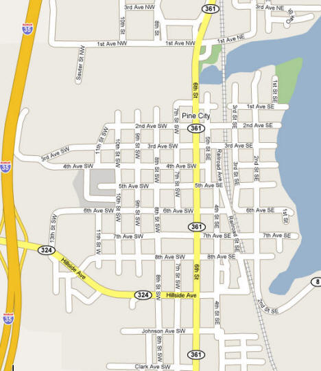 Street Map of Pine City Minnesota