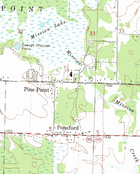 Topographic Map of the Pine Point Minnesota area