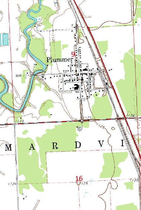 Topographic Map of the Plummer Minnesota area