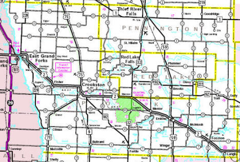 Minnesota State Highway Map of the Polk County Minnesota area