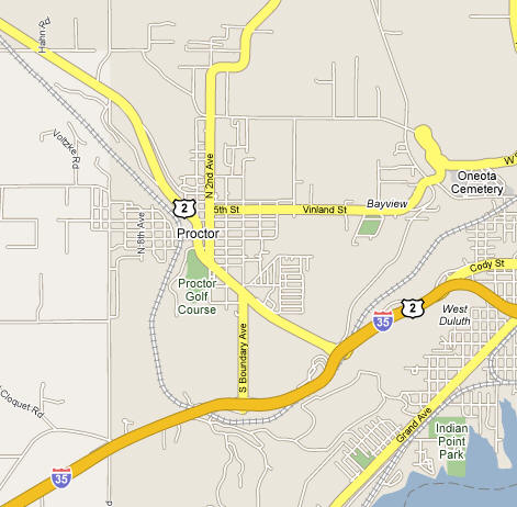 Street Map of Proctor Minnesota