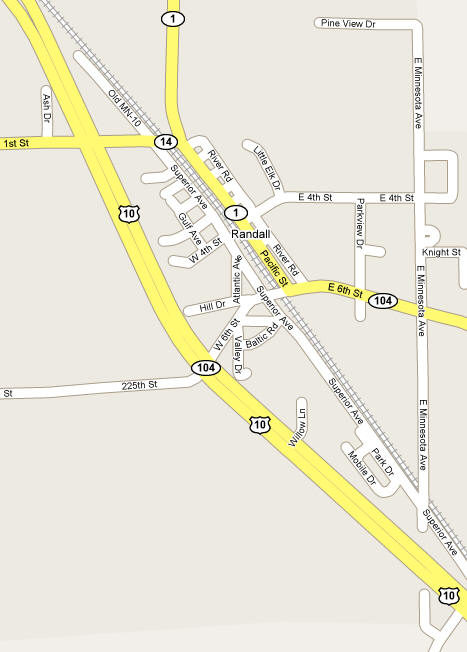 Street Map of Randall Minnesota