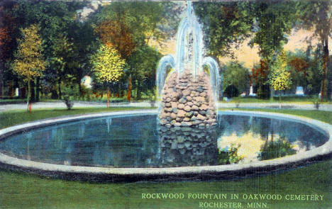 Rockwood Fountain in Oakwood Cemetery, Rochester Minnesota, 1910's?