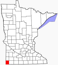 Location of Rock County Minnesota