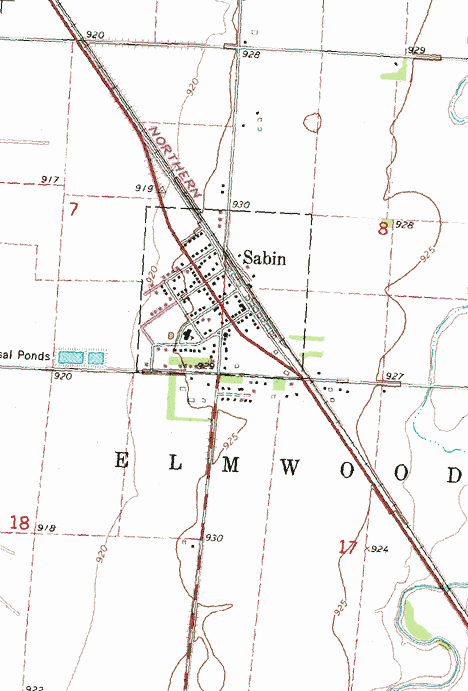 Topographic Map of the Sabin Minnesota area