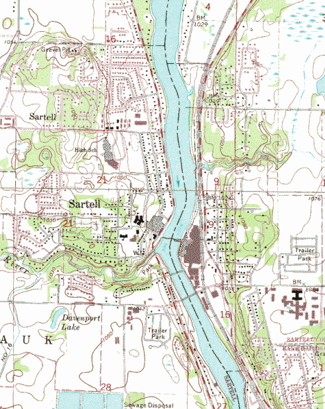 Topographic map of the Sartell Minnesota area