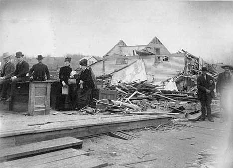 Site of two store buildings at Sauk Rapids after the tornado, 1886