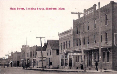 Main Street looking south, Sherburn Minnesota, 1910's