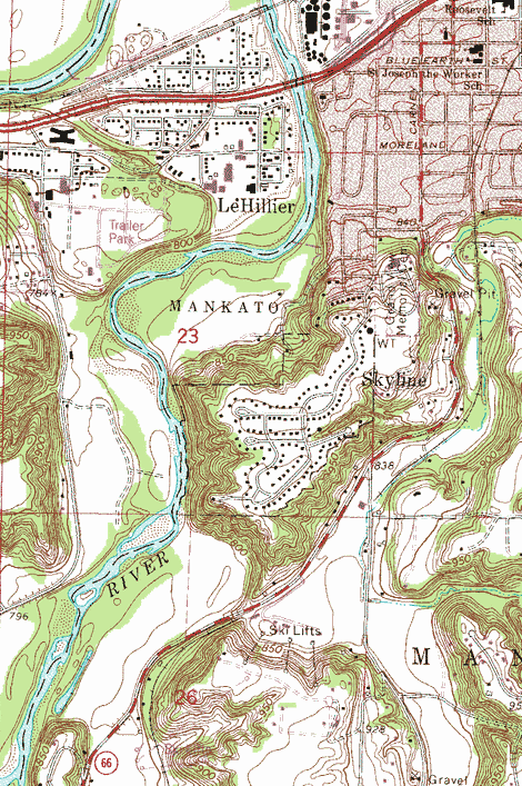 Topographic map of the Skyline Minnesota area