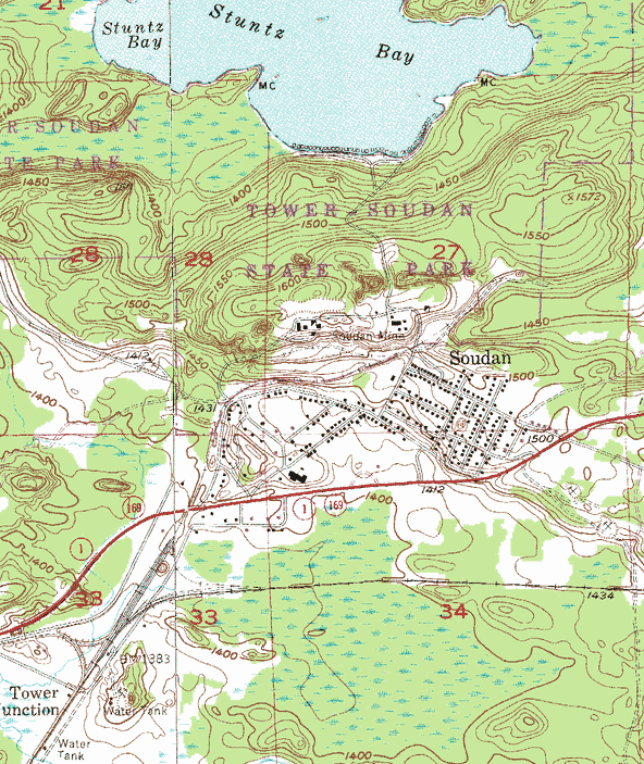 Topographic map of the Soudan Minnesota area