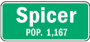 Spicer Minnesota population sign