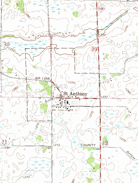 Topographic map of the St. Anthony Minnesota area