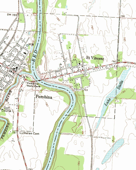 Topographic Map of St. Vincent Minnesota