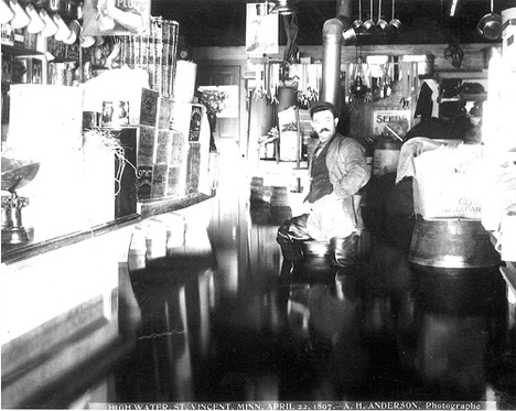 St. Vincent business during flood, St. Vincent Minnesota, 1897