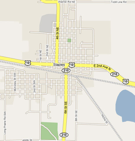 Street Map of Staples Minnesota