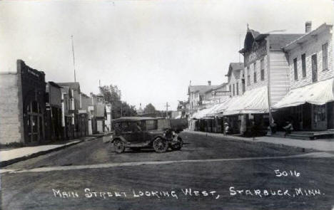 Main Street looking west, Starbuck, Minnesota, 1920's