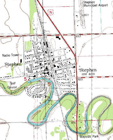 Topographic Map of the Stephen Minnesota area