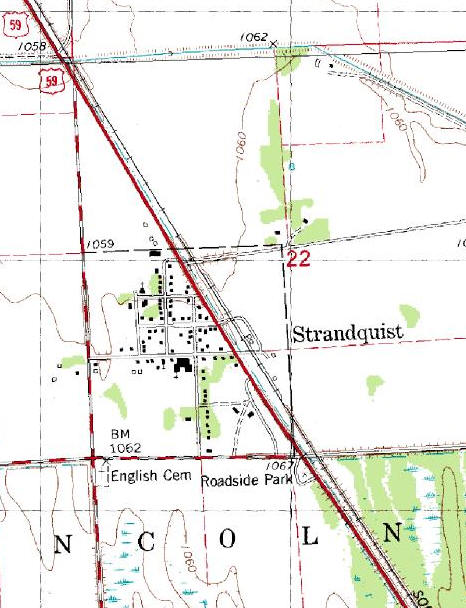 Topographic Map ofthe Strandquist Minnesota area