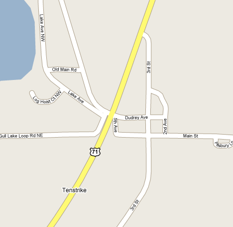 Street map of Tenstrike Minnesota