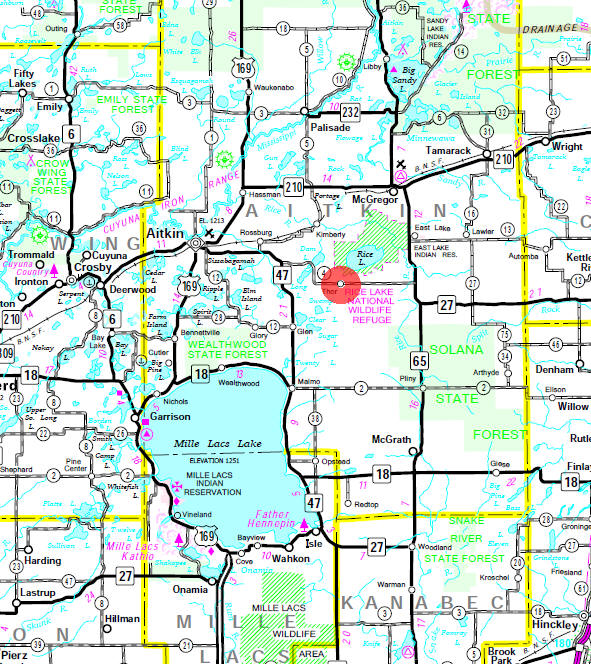 Minnesota State Highway Map of the Thor Minnesota area
