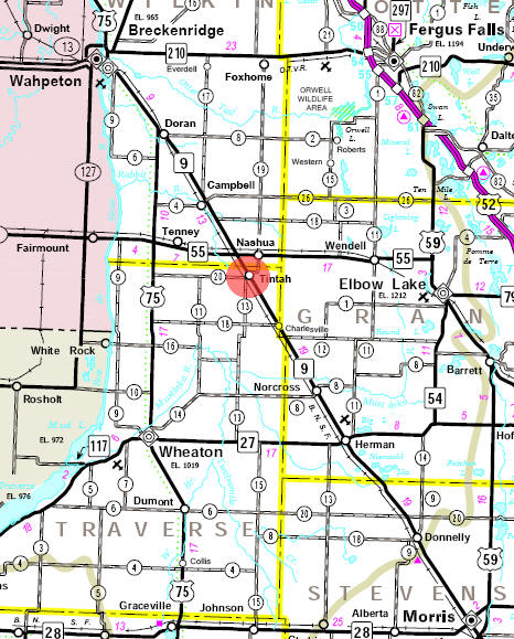 Minnesota State Highway Map of the Tintah Minnesota area