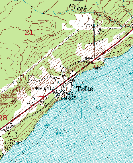 Topographic Map of the Tofte Minnesota area