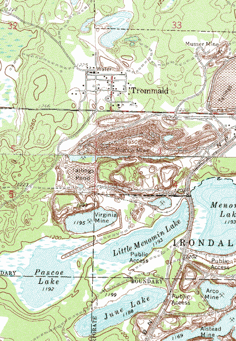 Topographic map of the Trommald Minnesota area