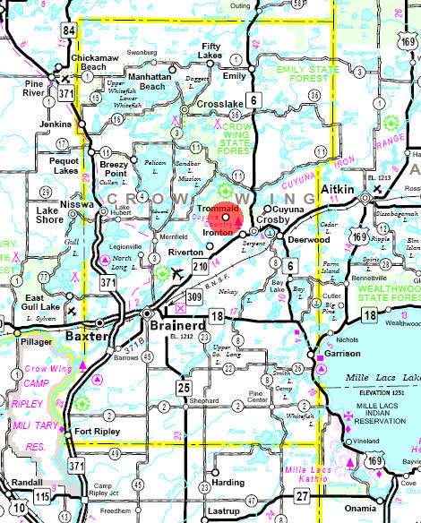 Minnesota State Highway Map of the Trommald Minnesota area