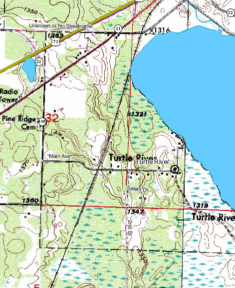 Topographic map of Turtle River Minnesota