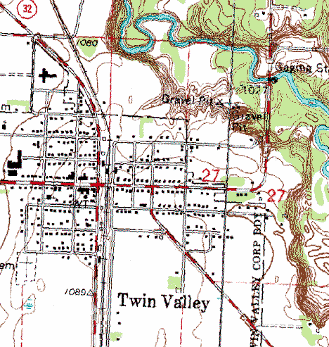 Topographic Map of Twin Valley Minnesota