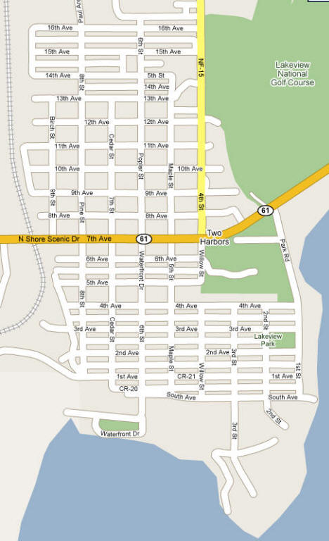 Street Map of Two Harbors Minnesota