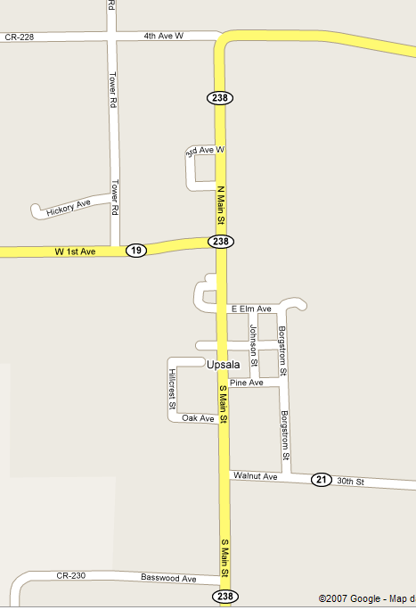 Street Map of Upsala Minnesota